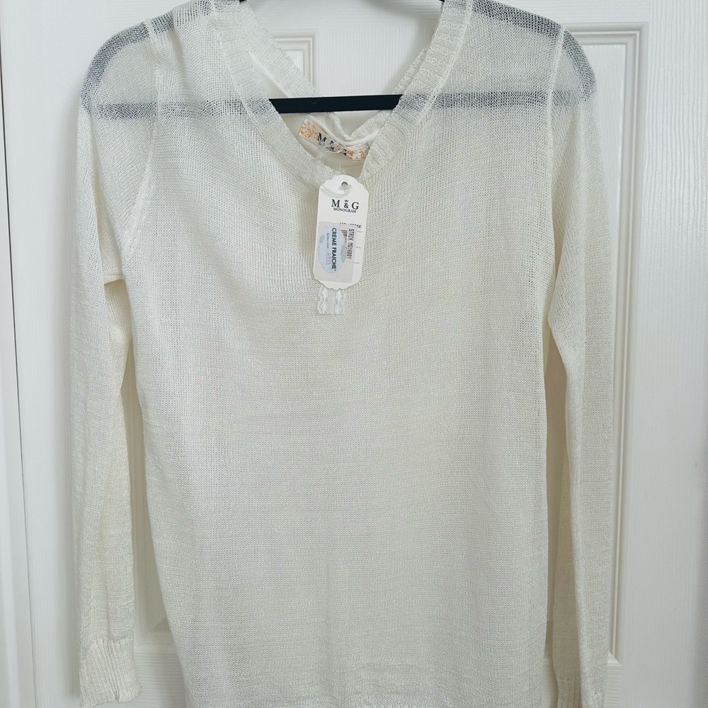 Cream V-Neck Lightweight Sweater